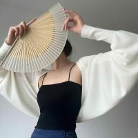 Elegante chal de punto fino de verano para mujer, chal de seda de hielo de manga larga de Color sólido, abrigo informal con protección solar - details 8