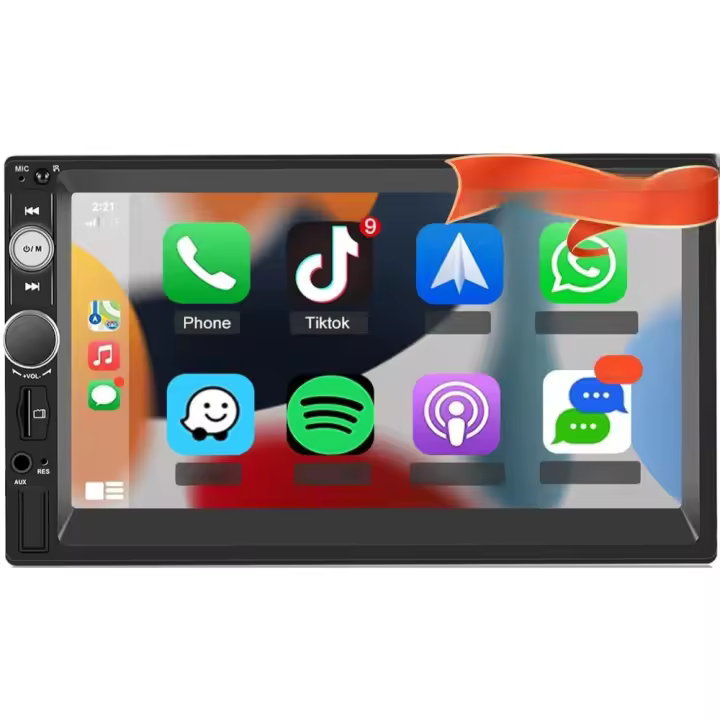 Radio Coche 2 DIN con Inalámbrico Carplay y Android Auto - Radio de 7 Pulgadas Soporte Mirror Link FM Steer - 1