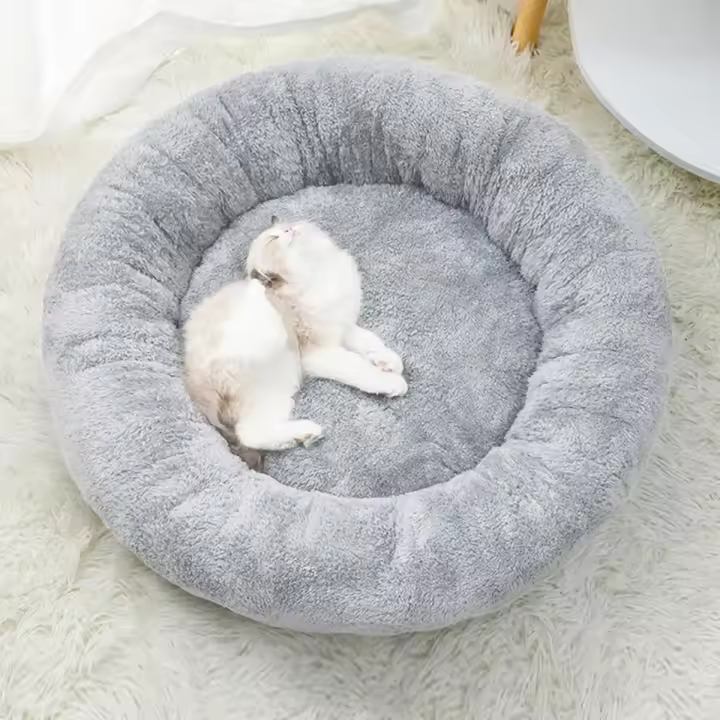 Cama redonda de Donut para perro y gato, cojín lavable, Ultra suave, cálido, para invierno, envío directo - 1