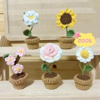 Accesorios de Decoración de Coche Hechos a Mano Rosa, Girasol, Tulipán de Punto Tejido - details 5