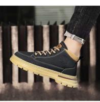 Zapatos de cuero para hombre, ropa de trabajo informal Retro británica, botines bajos de media caña, plantilla con cierre de botón, PU para invierno - details 11