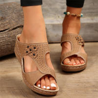 Sandals Women Retro Heels Sandals for Summer Shoes Women Slip on Wedge Sandalias Mujer Soft Heeled Slippers Indoor Outdoor - details 5