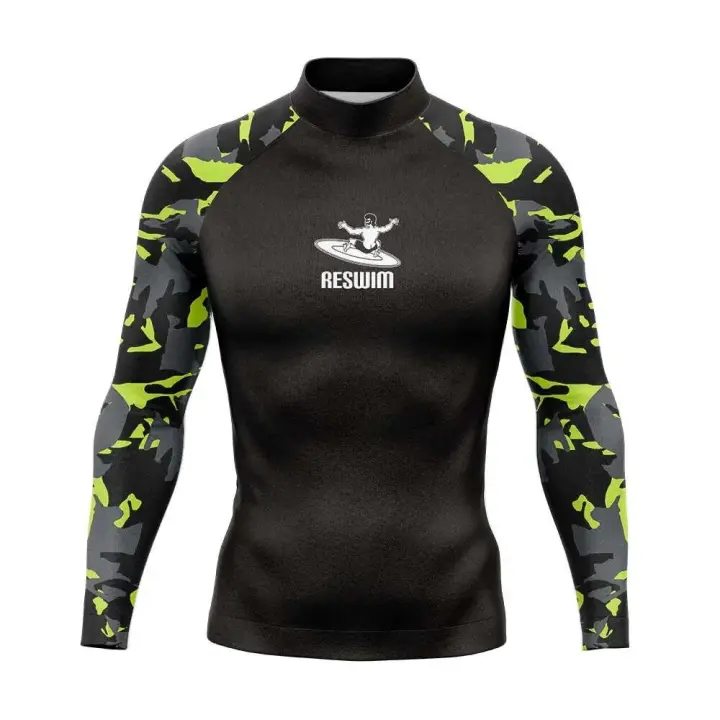 Camiseta de Natación de Manga Larga para Hombres Protección UV, Rashguard, Ropa de Gimnasio Ajustada para Surf, Buceo, Natación - 1