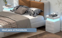 Rcynview  Mesa de Noche con Luz LED Madera, Suave, 16 Colores Ajustables, Enmontaje Requerido, Muebles y Organización - details 0