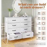Cómoda con 6 cajones de tela, cómoda de dormitorio blanca, mueble de almacenamiento, muebles de dormitorio, cómoda para cocina, oficina, pasillo, mueble de TV con cajones - details 9