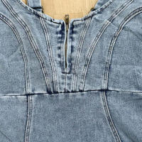 Vestido vaquero sin mangas con espalda descubierta para mujer, ropa de calle informal, ceñido al cuerpo, cómodo, clásico - details 4