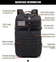 Mochila táctica de gran capacidad para hombre, morral impermeable de 50L, 3P, para exteriores, senderismo, Camping y caza - details 1