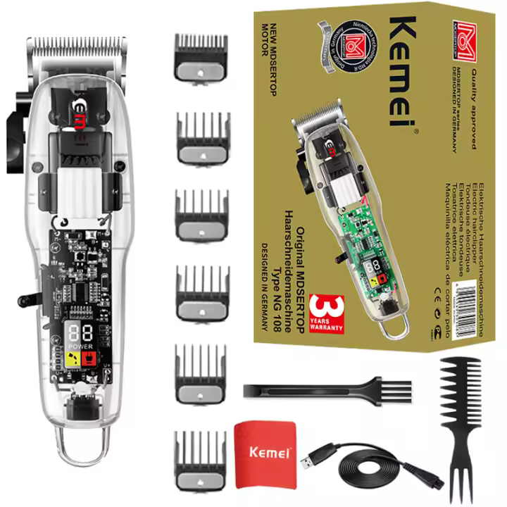 Kemei-cortadora de pelo inalámbrica NG108 para hombre, potente cortadora de pelo eléctrica profesional, recargable, herramienta de corte de pelo y barba - 1