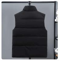 Chaleco cálido de invierno ajustado para hombre con bolsillos grandes, sin mangas, espíritu social, marca de moda, estilo casual, cierre de cremallera - details 10
