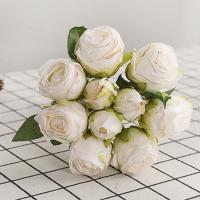 Ramo de rosas artificiales elegante y creativo, flores de rosas de seda hechas a mano de tacto Real, plantas falsas de plástico, decoración para el hogar y la Oficina - details 4