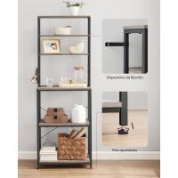 EstanterÍa de Cocina, EstanterÍa de PanaderÍa, 6 Estantes y 6 Ganchos, para Microondas, Marco de Acero, Industrial, 40 x 80 x 167 cm, MarrÓn RÚstico y Negro - details 52