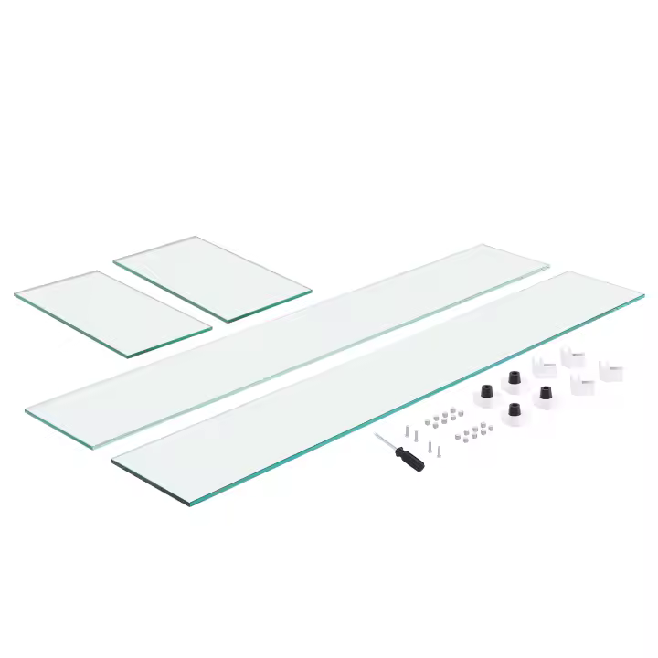 SucceBuy Protector de viento de vidrio, 773 x 367 x 191 mm, para mesa rectangular para fogatas, vidrio templado de 8 mm, resistente, con soporte de aluminio y pies de goma, fácil montaje. - 1