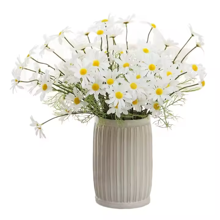 10 paquetes de margaritas artificiales, flores artificiales de seda de 20.5 pulgadas de alto, flores silvestres falsas para exteriores, para mesas de cocina, decoración de centros de mesa de boda - 1