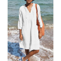 Vestido de playa informal con bolsillo suelto y cuello en V - details 6