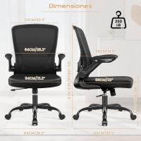 9060 Silla de oficina ergonómica con reposabrazos plegables, silla de ordenador giratoria de malla de 360 ° , gris claro - details 15