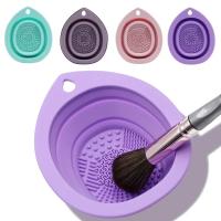 Limpiador de brochas de silicona, cuenco de limpieza de polvo plegable, cepillos de sombra de ojos, est - details 0