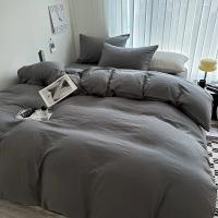 Juego de cama de algodón liso con sábanas, funda nórdica, funda de almohada, sábana individual para pareja, tamaño King y Queen - details 7