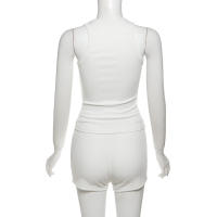BUNO-chándales informales para Mujer, conjunto de 2 piezas, chalecos cortos elásticos con cuello en U y pantalones cortos acanalados, ropa deportiva concisa para gimnasio - details 73
