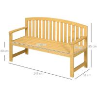 Banco de Jardín de Madera Natural 2 Plazas, Reposabrazos, Resaldo Ideal para Patio Terraza - details 2