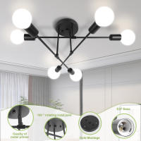 Lámpara Colgante LED Retro Chandelier E27 para Decoración del Hogar y Cocina Luz Interior Montado en Superficie Material Metal Estilo Art Deco - details 1