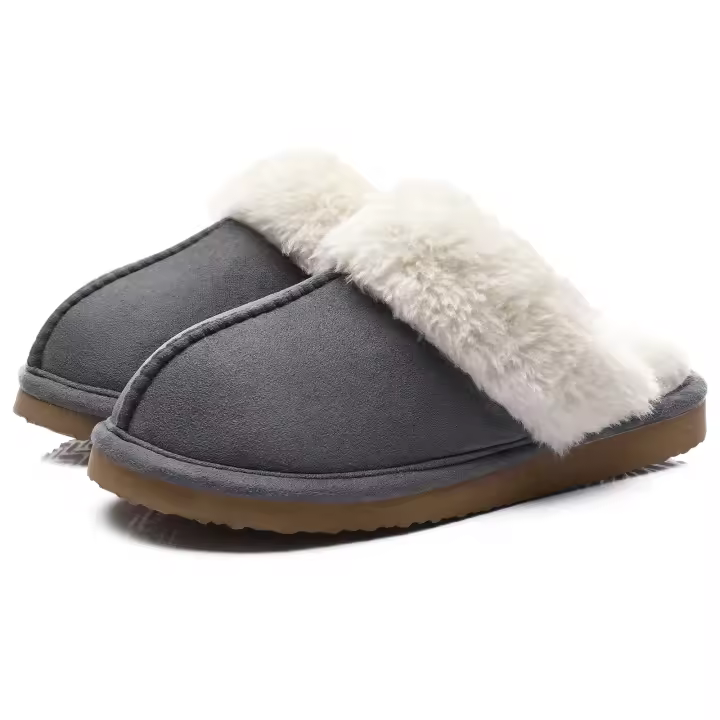 Zapatillas mullidas de invierno para mujer, zapatos peludos y peludos para el hogar, Zapatillas de casa de piel sintética, Zapatillas de felpa para interior, cómodas y cálidas, zapatillas planas silenciosas - 1