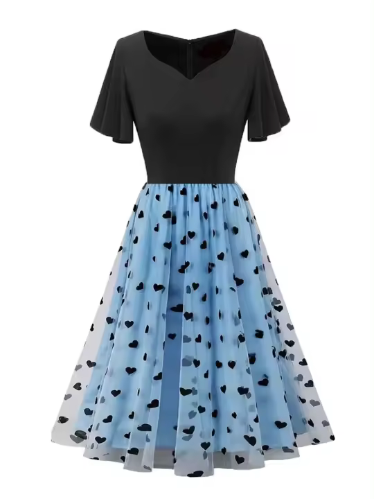 Elegante Vestido Largo con Volantes Retro Hepburn Estilo Vintage de los 50s-60s - 1
