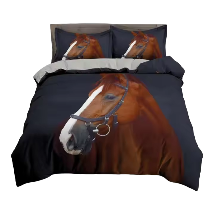 Juego de Ropa de Cama para Caballos Cama de Polyester de Tamaño Único, Doble Rey, Rey - 1