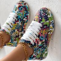 Zapatillas de deporte para mujer, zapatillas de deporte de suela gruesa aumentadas para mujer, nuevos zapatos blancos con grafiti pintados a mano para mujer, zapatos informales para exteriores de talla grande - details 8