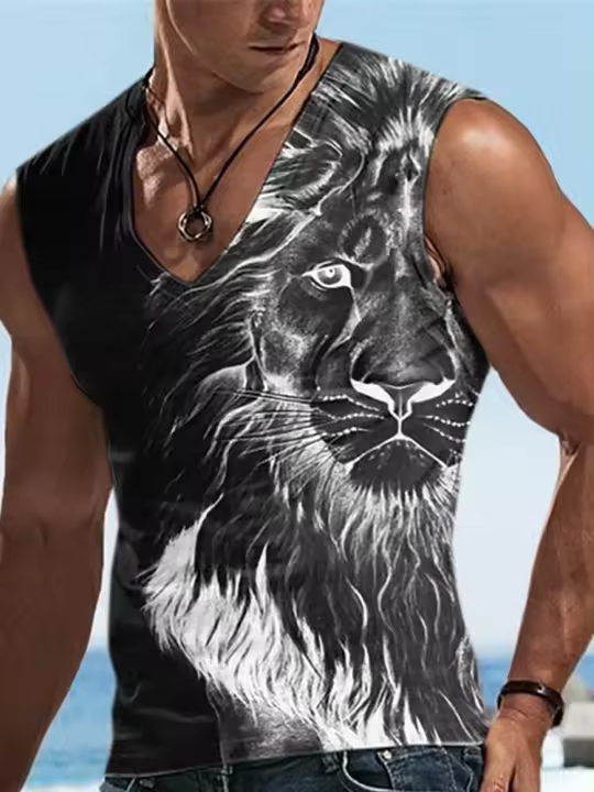 Chaleco con Cuello en V para Hombre Moda Urbana de Verano Top para Deportes al Aire Libre - 1