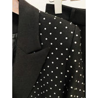 Traje de pantalón de talla grande, conjunto de dos piezas para mujeres, chaqueta de oficina delgada con botones únicos y pantalo - details 4