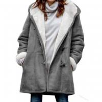 Top de chaqueta de terciopelo cálido de Invierno para mujer，Añadir abrigo de bolsillo con Cuello de piel de Cachemira - details 5
