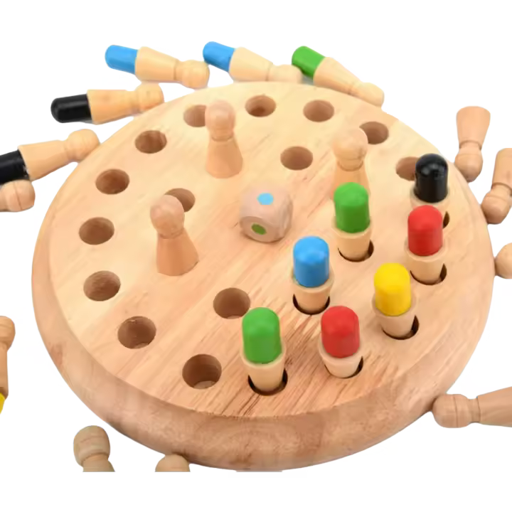 Juguete de habilidad cognitiva para niños, juego de ajedrez con memoria de madera, divertido juego de mesa de bloques, juguetes - 1