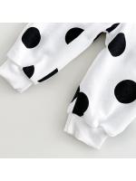 Primavera y otoño Traje de bebé Estampado de lunares Cuello redondo Suéter de manga larga Pantalones sueltos Ropa deportiva para niños y niñas - details 8