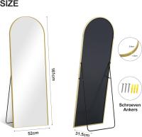 Cuerpo Entero Curvado, Espejos Grandes de Pared con Marco de Aluminio 161 x 52 cm, Espejo de Pie Inclinado o Colgante para Salón, Dormitorio, Entrada, Negro - details 34