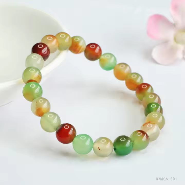 Pavão natural ágata mão espirrar cor calcedônia pulsera - 1