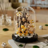 Bloque de decoración de escritorio de montaje eterno, flor, rompecabezas para niños, rosa, bloques de construcción, juguete, ramo, regalo - details 5