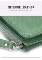 Cartera plegable de cuero genuino para mujer, billetera plegable con bloqueo RFID, tarjetero, billetera con clip para billetes, bolsillo para monedas con cremallera - details 5