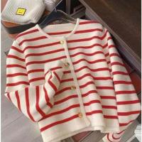 Chic Cardigan Coreano Elegante Camiseta Larga sin Mangas para Mujer Rayas Casuales - details 12