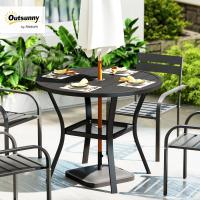 Mesa de Jardín Exterior Redonda de Metal con Orificio para Parasol Estante Inferior con Estilo - details 1