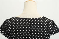 Women summer vintage 1950s 60s big swing party polka dot dress - details 69