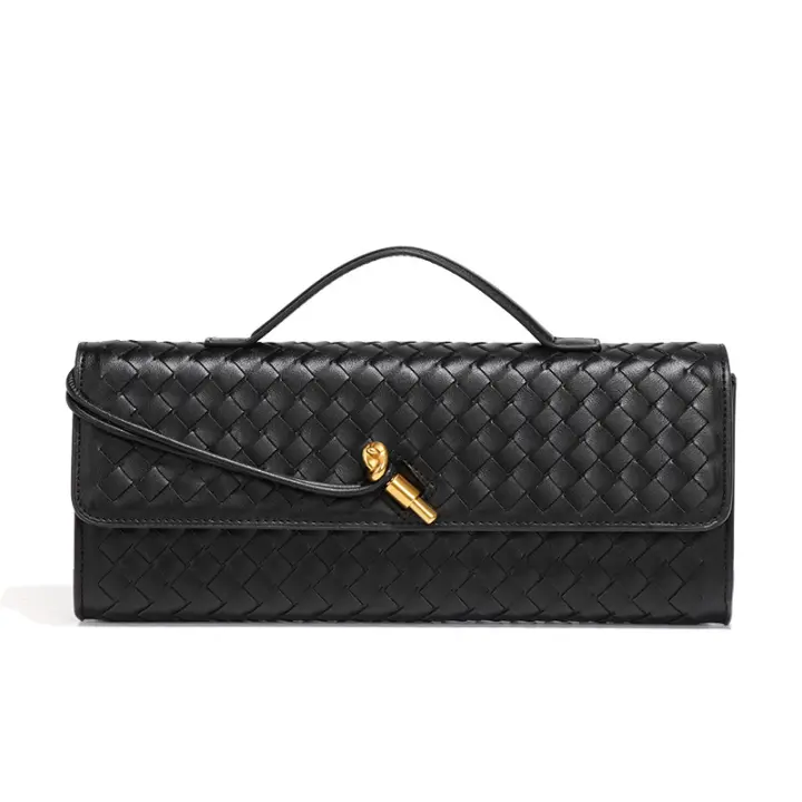 Bolso de mano de cuero PU tejido a la moda para mujer, bolso cruzado informal y versátil para uso diario, bolso de viaje moderno que combina con todo - 1