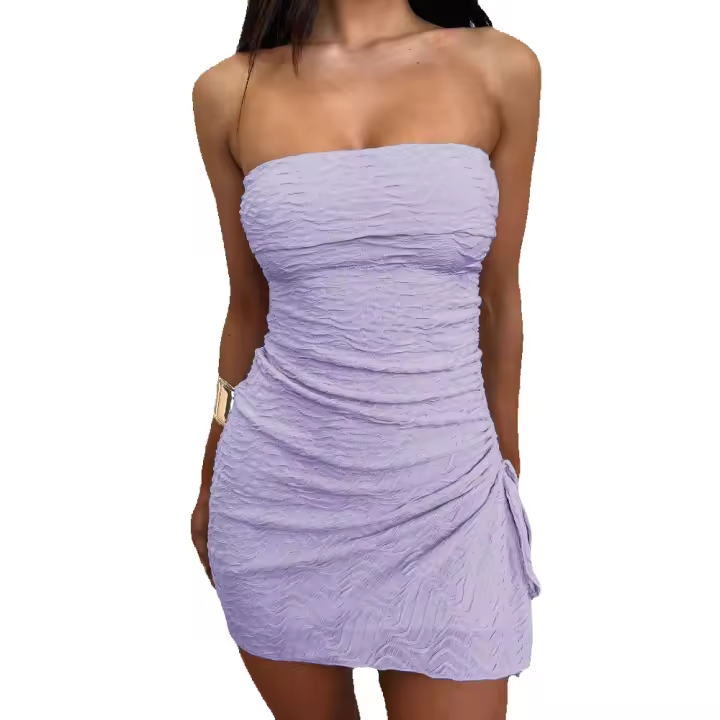 Pliegues cordón fente dobladillo irregular vestido de mono vestido corto - 1
