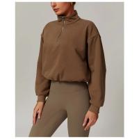 Sudadera con cuello alto y cremallera para mujer, Jersey deportivo holgado informal, ropa de Yoga y gimnasio, adecuada para correr y Fitness - details 7
