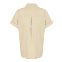 Camisa Simple y a la Moda para Mujer Algodón y Lino Informales, Clásicas con Manga Corta y Borlas - details 64