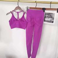 Conjunto de sujetador deportivo para mujer, malla profesional para levantamiento de cadera, FINESS, amortiguador, correr, Tre de yoga, ropa de entrenamiento, 2 - details 8