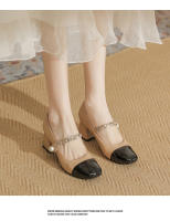 Zapatos Mary Jane de tacón alto de 5 cm, color negro y blanco a juego, punta cuadrada, de cuero francés. - details 13