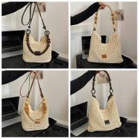 Bolso tejido de playa hueco, bolso de mano para playa, bolso de playa bohemio, bolso de cubo, bolso de hombro hueco de gran capacidad para compras - details 0