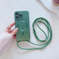 Funda con correa de cordón ajustable con revestimiento magnético de lujo para iPhone 15, 13, 12, 11, 14 Pro Max Plus, banda para el cuello con cuerda de nailon con carga inalámbrica - details 4