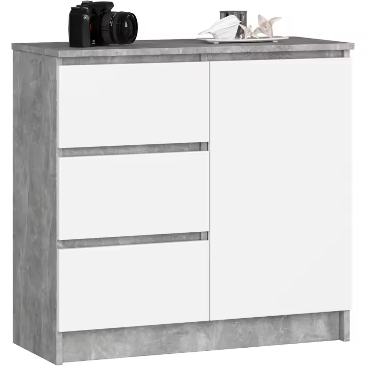 Cajones 2 Estantes Credenza Alta 80 cm 80x35x77 cm Roble Artisan - 1
