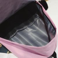 Mochila de gran capacidad con hojas impresas, mochila de lona de Color sólido con hojas impresas, mochila portátil con cremallera de estilo universitario - details 9
